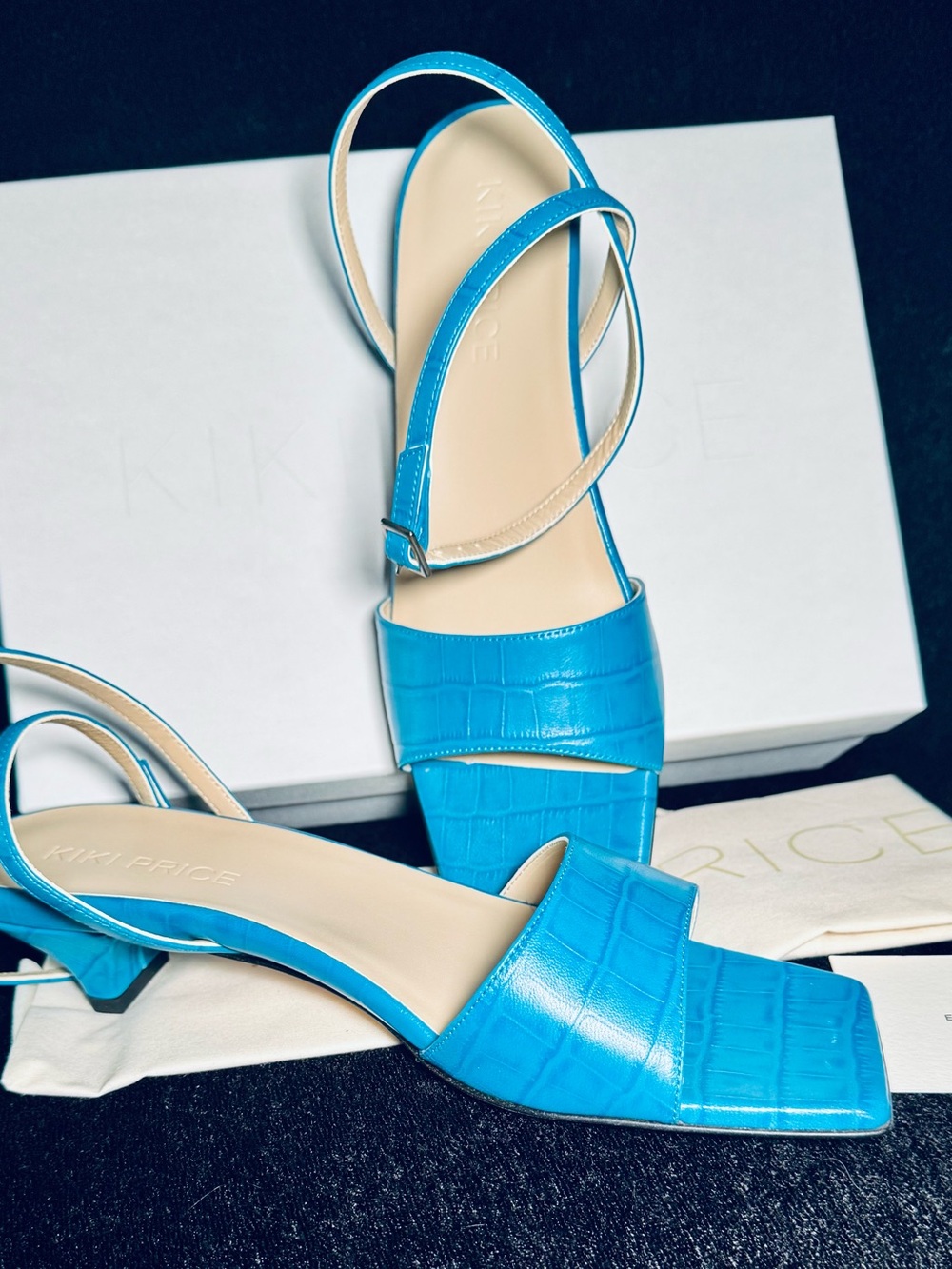 Blue Leather Sandal New in Box w/ Dust Bag Kiki